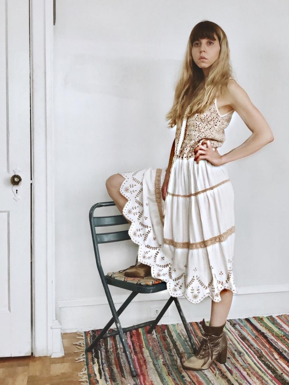 Vintage 70s handmade prairie dress small - Picture 7 of 11